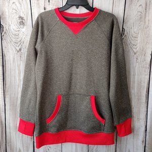 Burton | Heather Gray & Red Long Length Fleece Sweatshirt